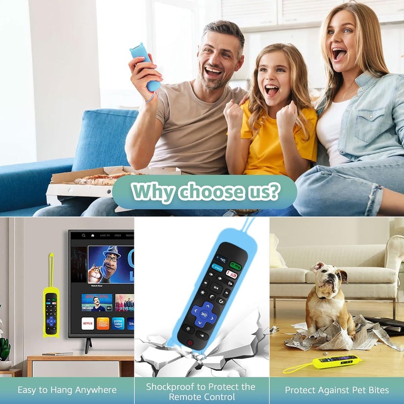 OneBom (Pack of 2) Replacement Remote for Roku TV with Soft Protective Silicone Cover(Glow in The Dark), Universal Remote for TCL/Hisense/Onn/Sharp/Element/Philips Roku Smart TV - Image 3